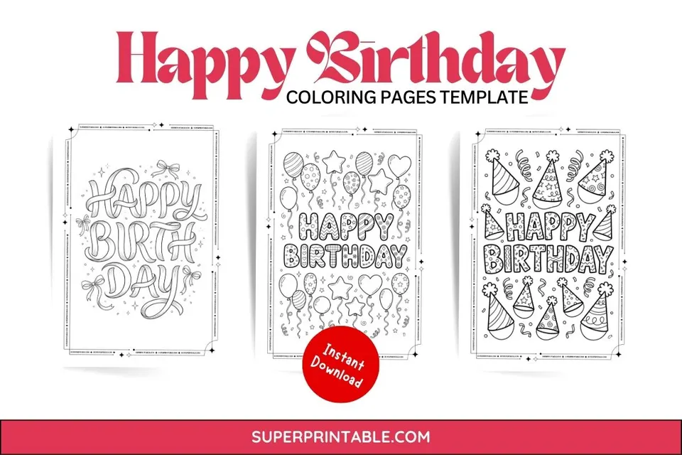 Happy Birthday Coloring Pages Feature Image