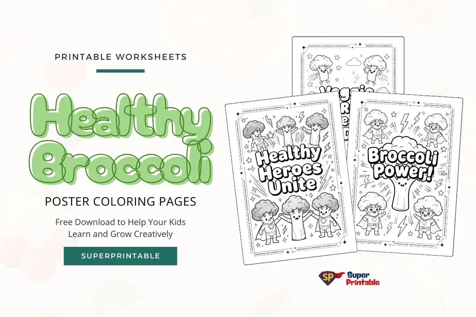 Healthy Broccoli Poster Coloring Pages Feature Image