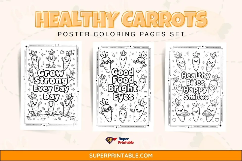 Healthy Carrots Poster Coloring Pages Feature Image