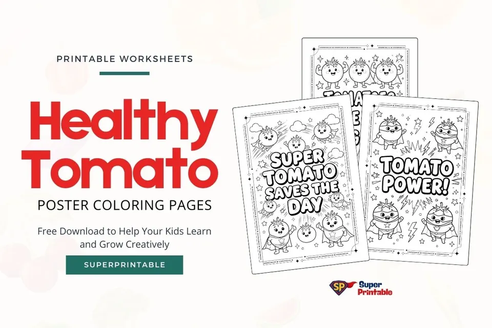 Healthy Tomato Poster Coloring Pages Feature Image