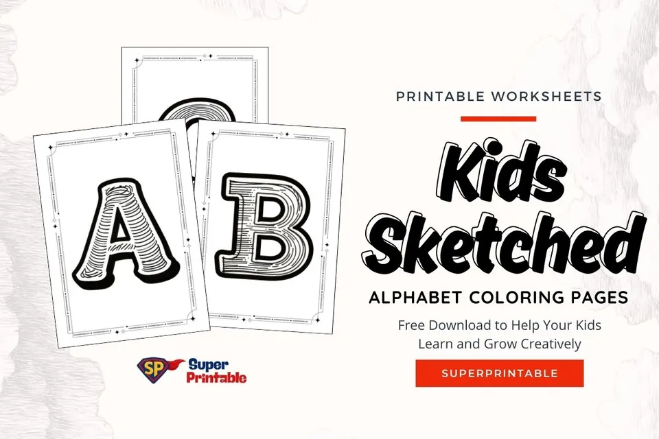 Kids Sketched Alphabet Coloring Pages Feature Image