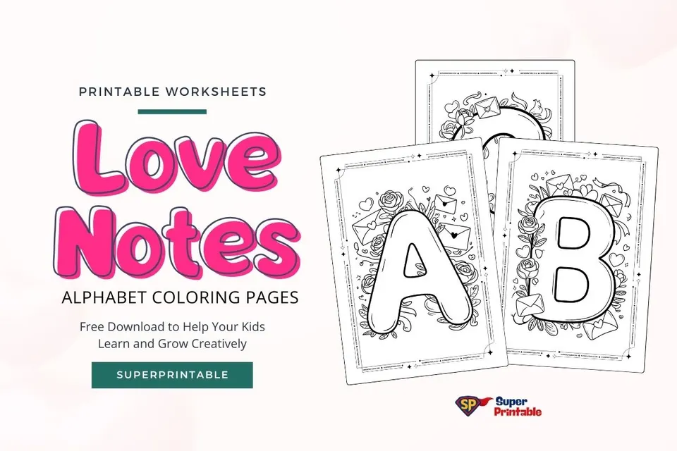 Love Notes Alphabet Coloring Pages Feature Image