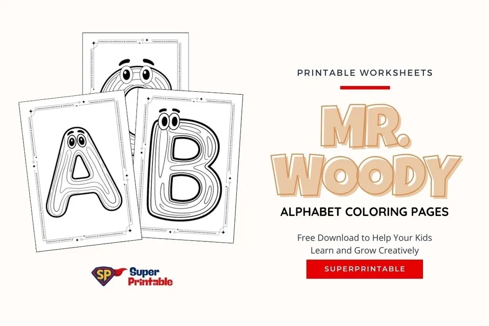 Mr. Woody Alphabet Coloring Pages Feature Image