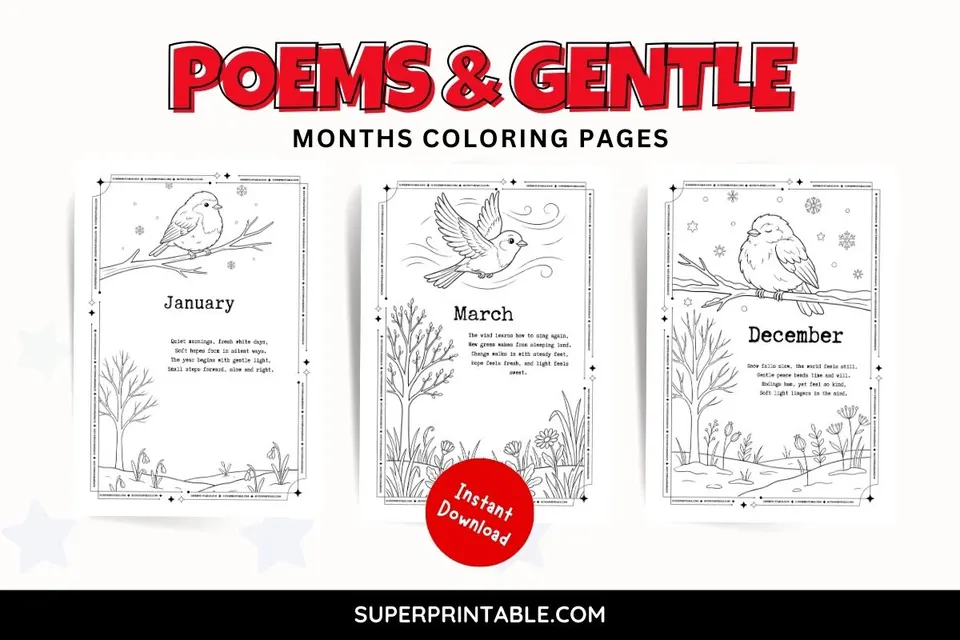 Poems & Gentle Months Coloring Pages Feature Image
