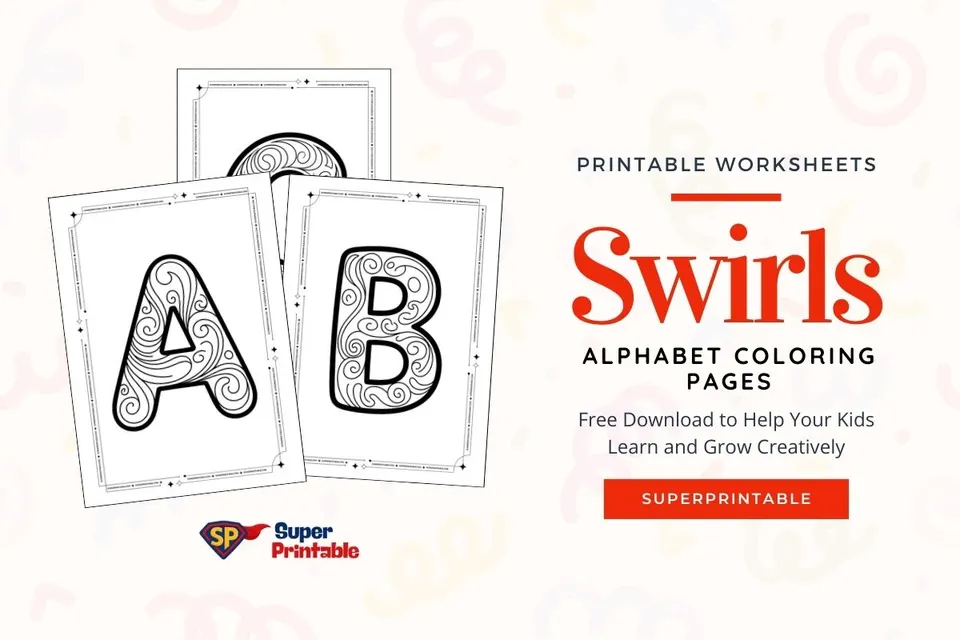 Swirls Alphabet Coloring Pages Feature Image