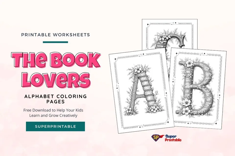 The Book Lovers Alphabet Coloring Pages Feature Image