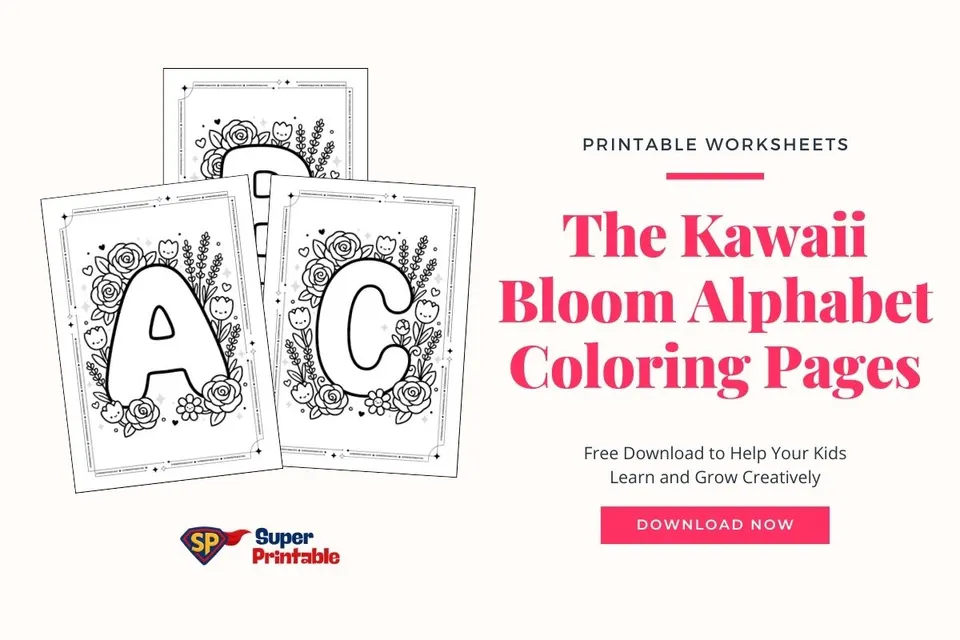 The Kawaii Bloom Alphabet Coloring Pages Feature Image