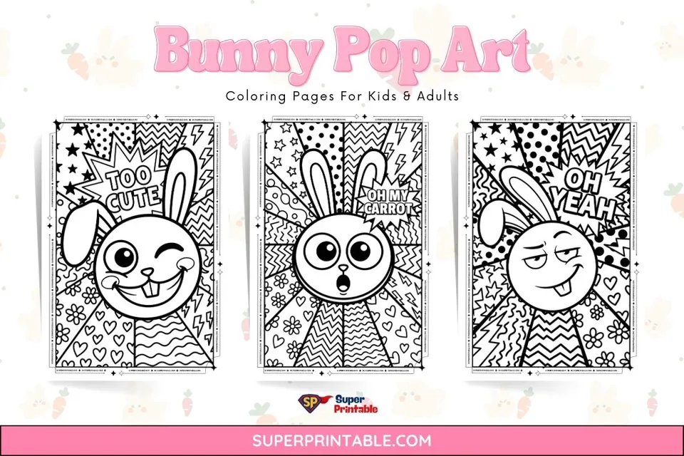 10+ Bunny Pop Art Coloring Pages For Kids & Adults Feature Image