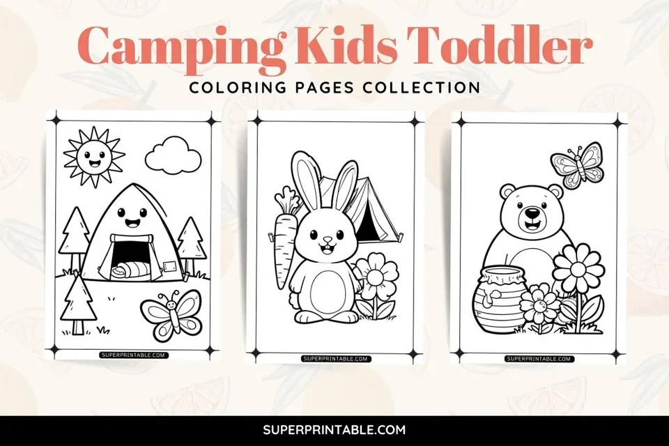 10+ Camping Kids Toddler Coloring Pages Feature Image