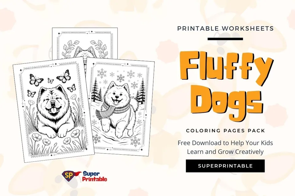 10+ Fluffy Dogs Coloring Pages Feature Image