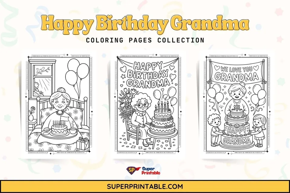 10+ Happy Birthday Grandma Coloring Pages Feature Image
