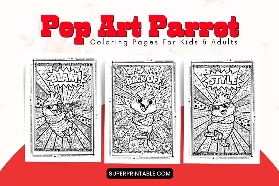 10+ Pop Art Parrot Coloring Pages For Kids & Adults