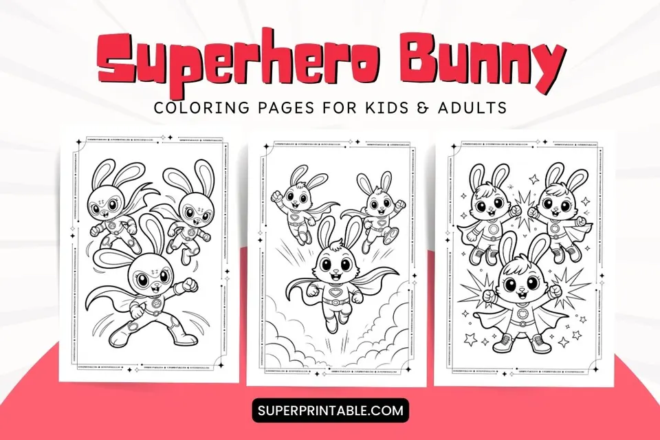 10+ Superhero Bunny Coloring Pages Feature Image