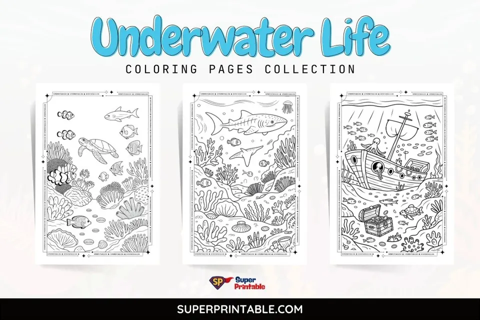 10+ Underwater Life Coloring Pages Feature Image