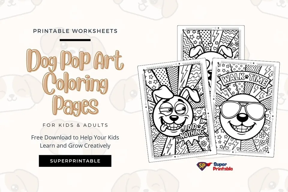 12+ Dog Pop Art Coloring Pages For Kids & Adults Feature Image