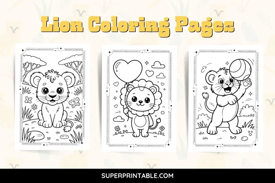 15+ Lion Coloring Pages Feature Image