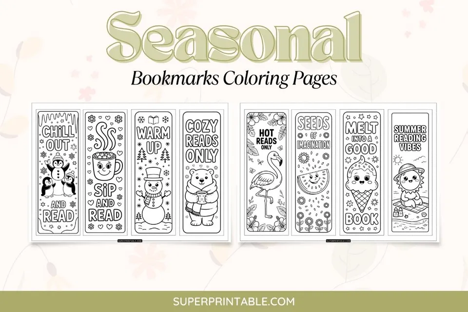 15+ Seasonal Bookmarks Coloring Collection Feature Image