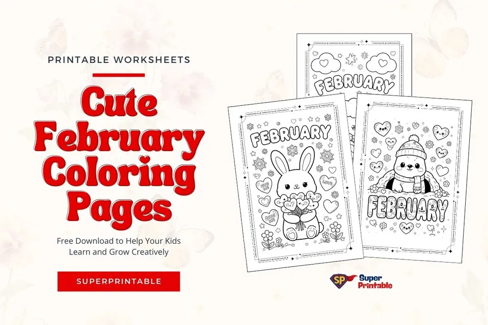 18+ Cute February Coloring Pages Feature Image