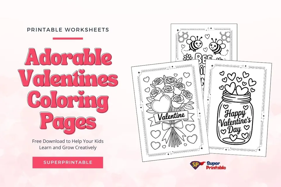 20 Adorable Valentines Coloring Pages Feature Image