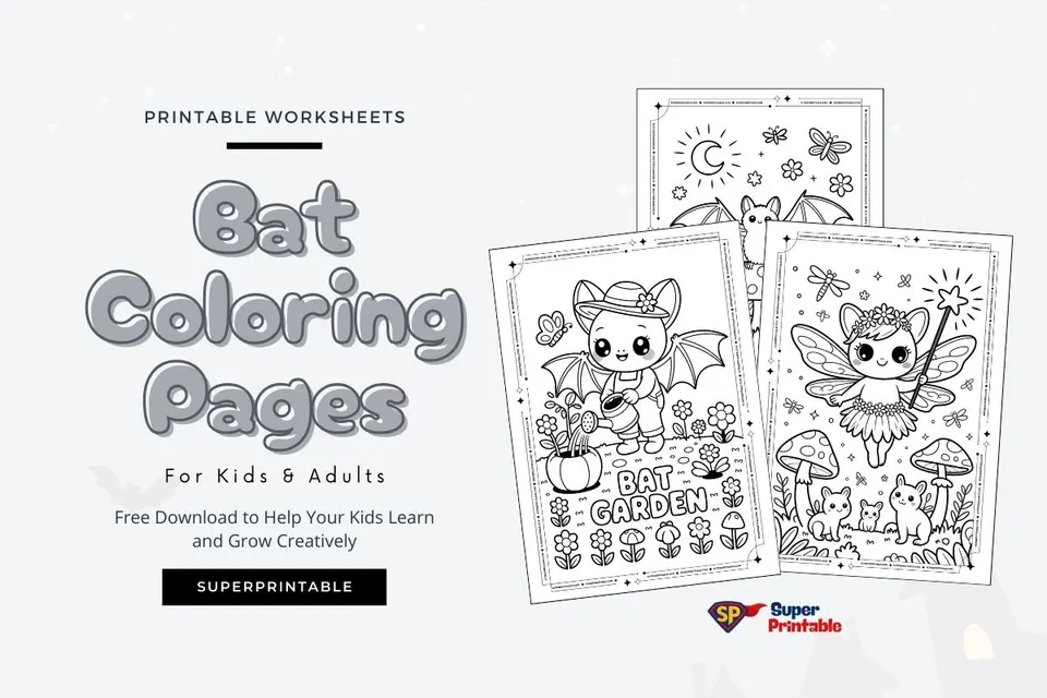 20 Bat Coloring Pages For Kids & Adults Feature Image