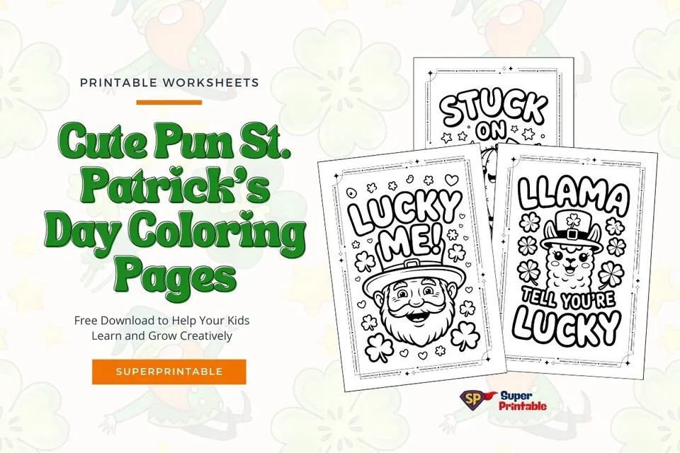 20 Cute Pun St. Patrick's Day Coloring Pages Feature Image