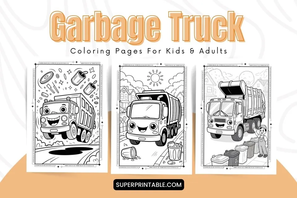 20 Garbage Truck Coloring Pages Feature Image