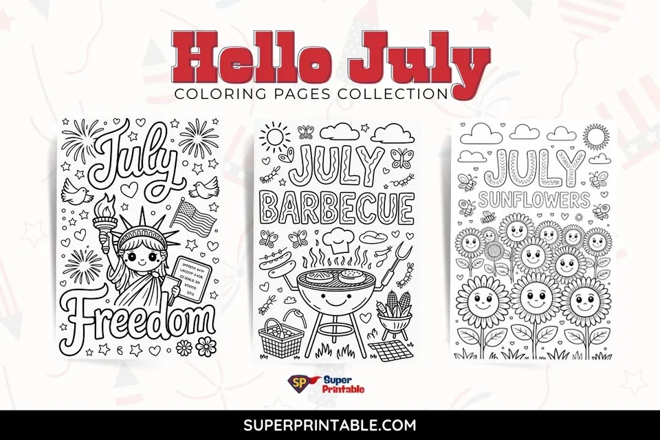 20 Hello July Coloring Pages Feature Image