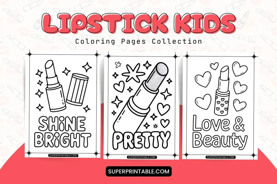 20 Lipstick Kids Coloring Pages Feature Image