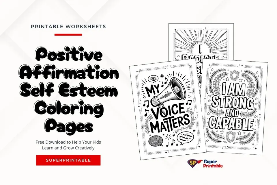 20 Positive Affirmation Self Esteem Coloring Pages for Adults