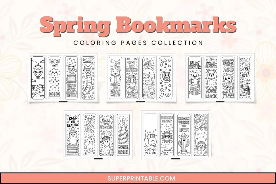 20 Spring Bookmarks Coloring Collection Feature Image