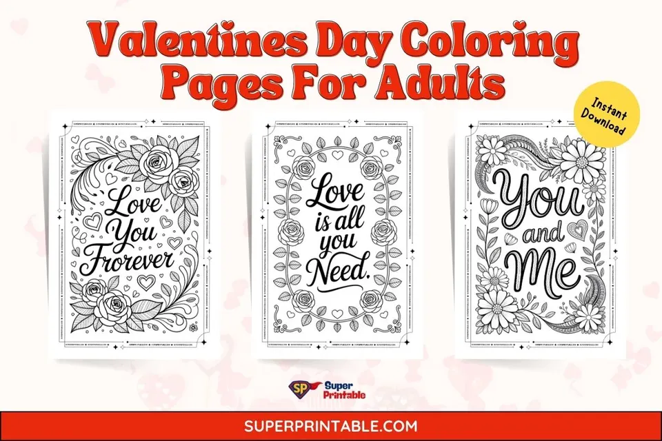 20 Valentines Day Coloring Pages For Adults Feature Image
