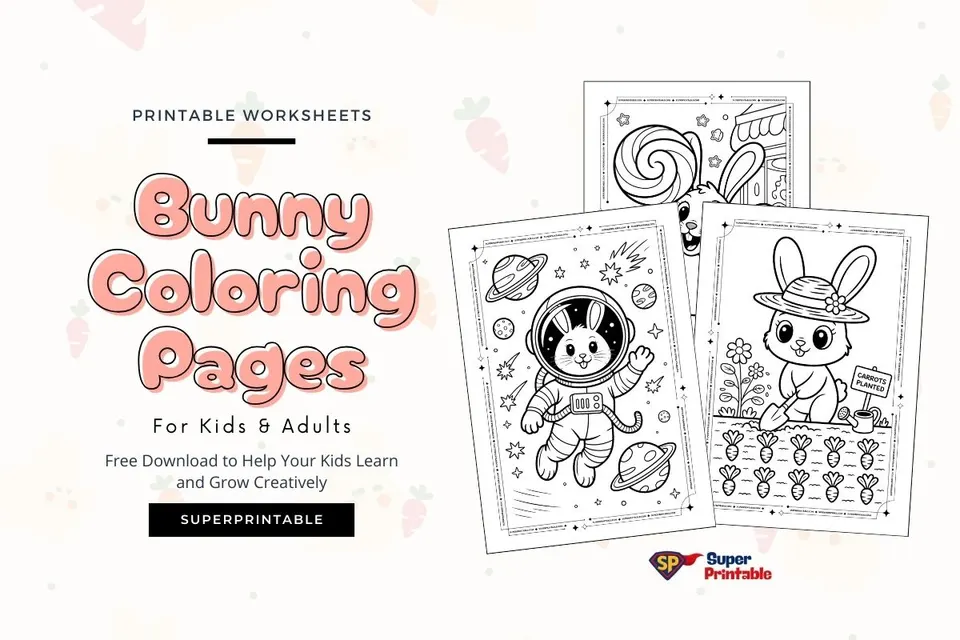 30 Bunny Coloring Pages For Kids & Adults Feature Image
