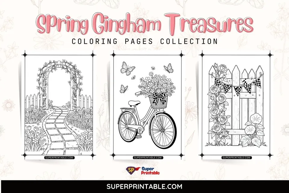 30 Spring Gingham Treasures Coloring Pages Feature Image