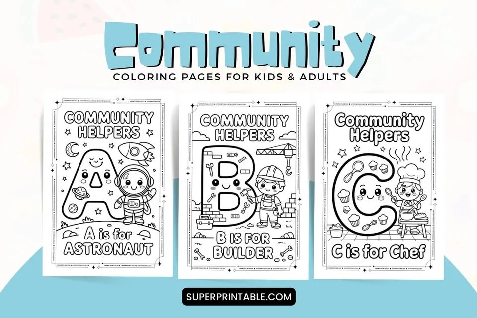 Community Alphabet Coloring Pages