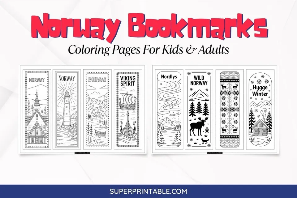 Norway Bookmarks Coloring Pages Feature Image