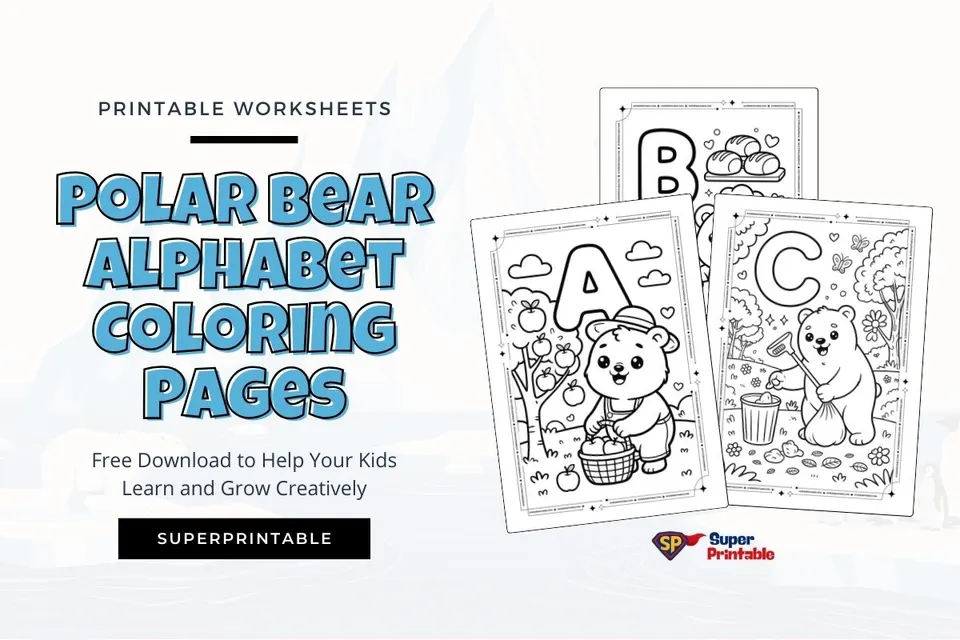 Polar Bear Alphabet Coloring Pages Feature Image