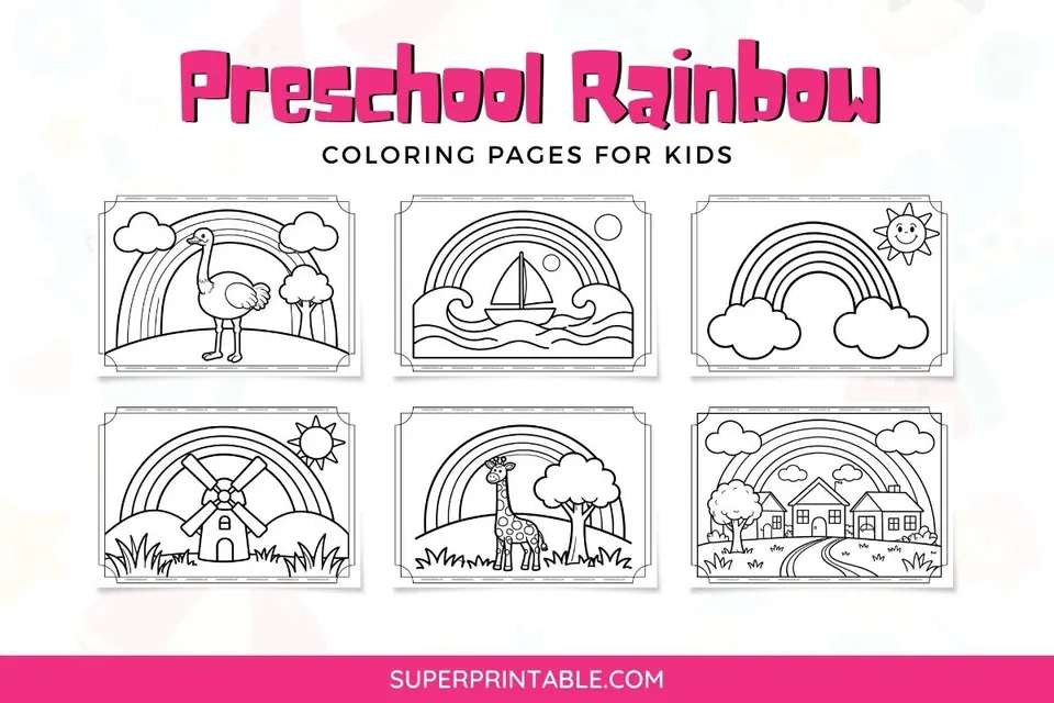 Preschool Rainbow Coloring Pages Feature Image