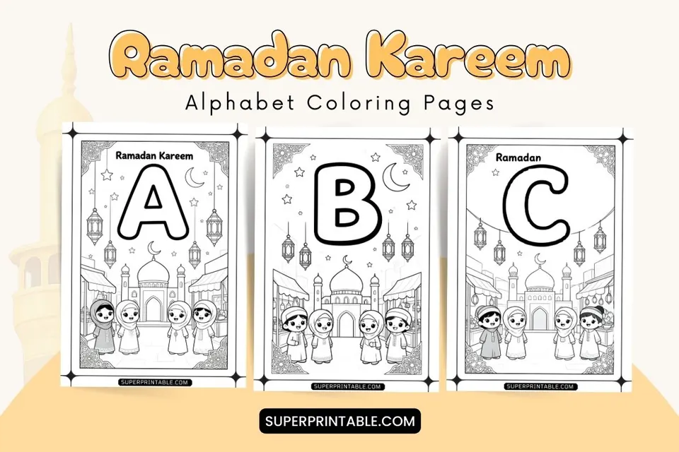 Ramadan Kareem Alphabet Coloring Pages Feature Image