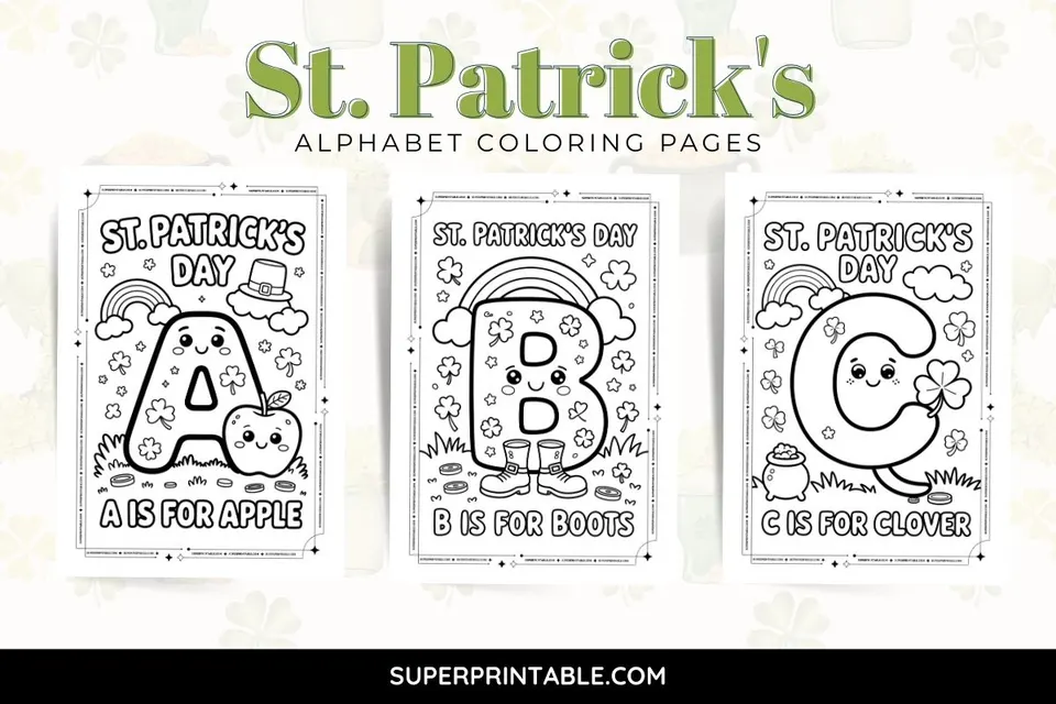 St. Patrick's Alphabet Coloring Pages Feature Image