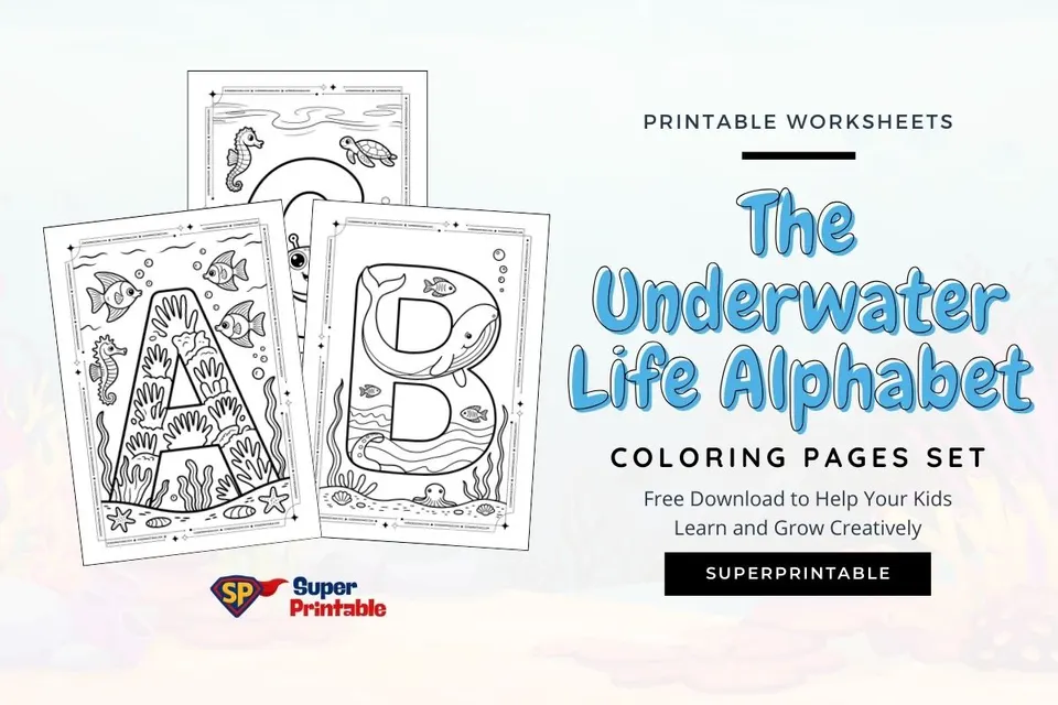 The Underwater Life Alphabet Coloring Pages Feature Image