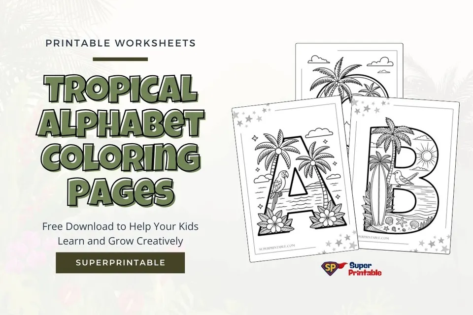 Tropical Alphabet Coloring Pages Feature Image
