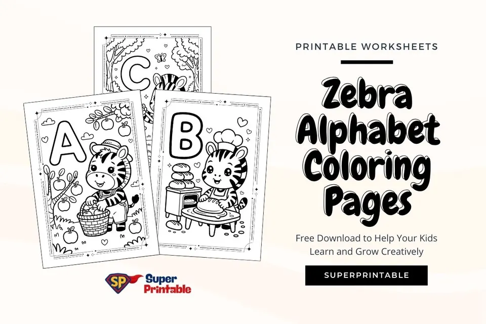 Zebra Alphabet Coloring Pages Feature Image