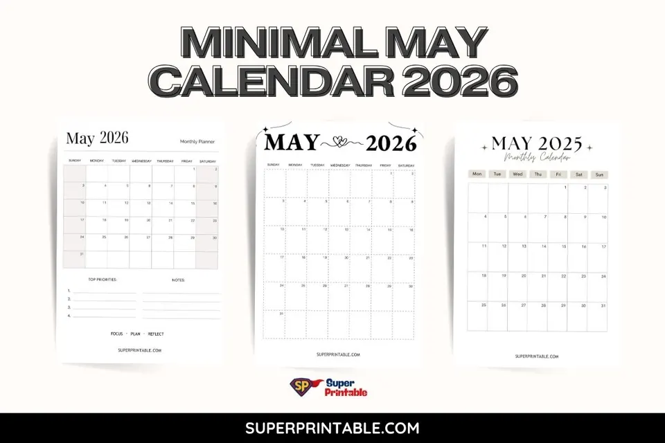 10 Minimal May Calendar 2026 Feature Image