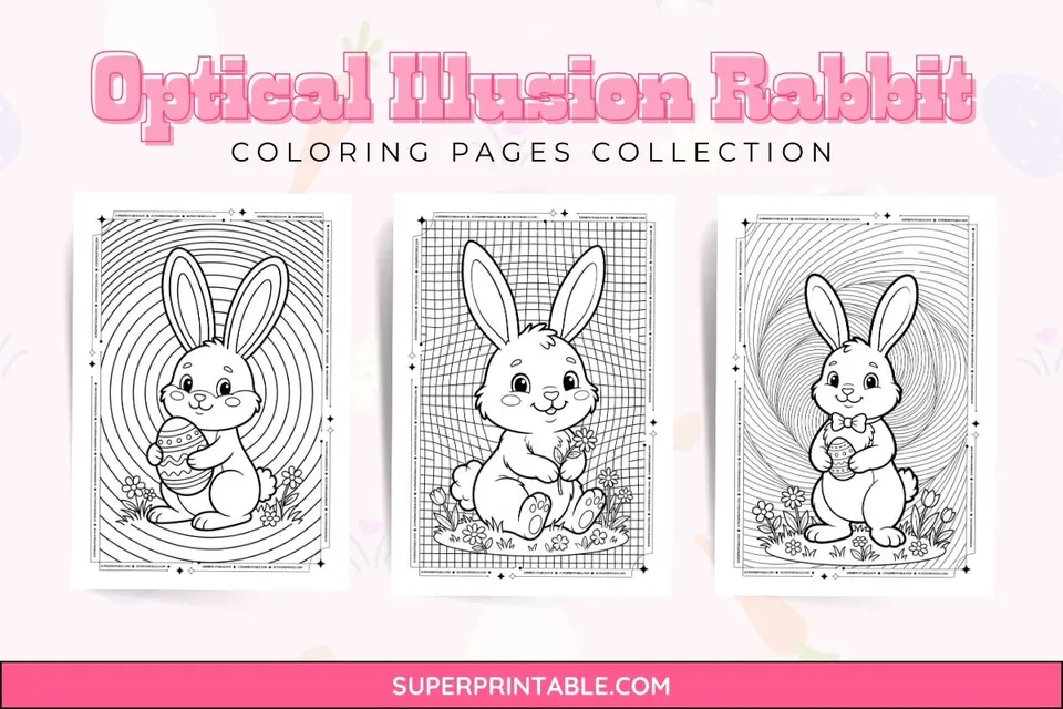 10+ Optical Illusion Rabbit Coloring Pages Feature Image