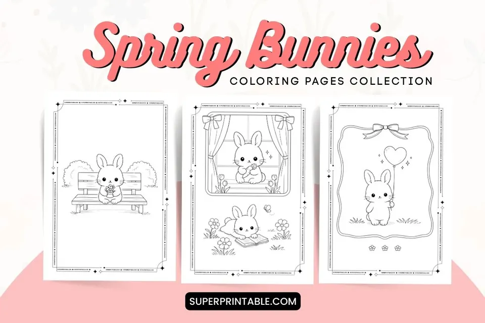 10+ Spring Bunnies Coloring Pages