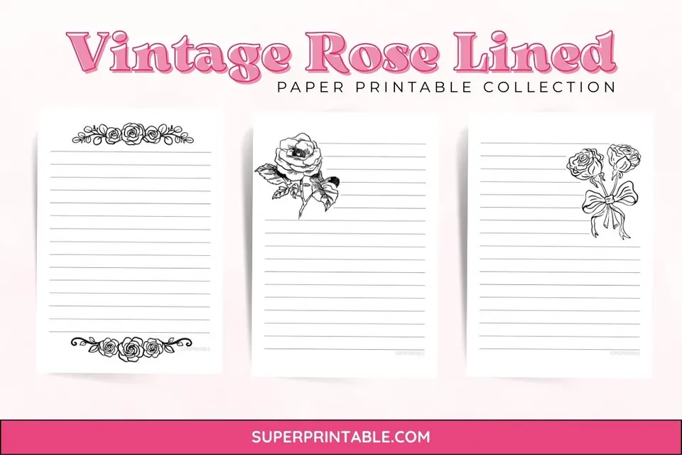 10+ Vintage Rose Lined Writing Paper Feature Image