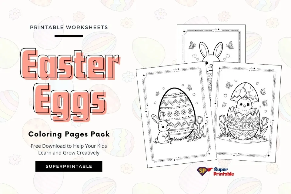 12+ Easter Eggs Coloring Pages Feature Image
