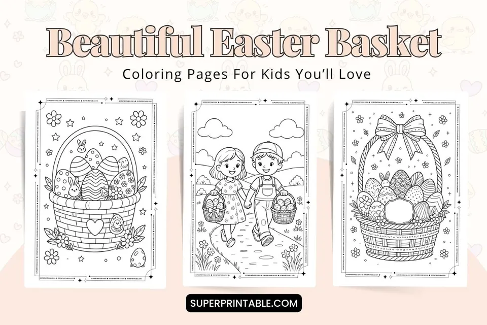 15+ Beautiful Easter Basket Coloring Pages You’ll Love Feature Image