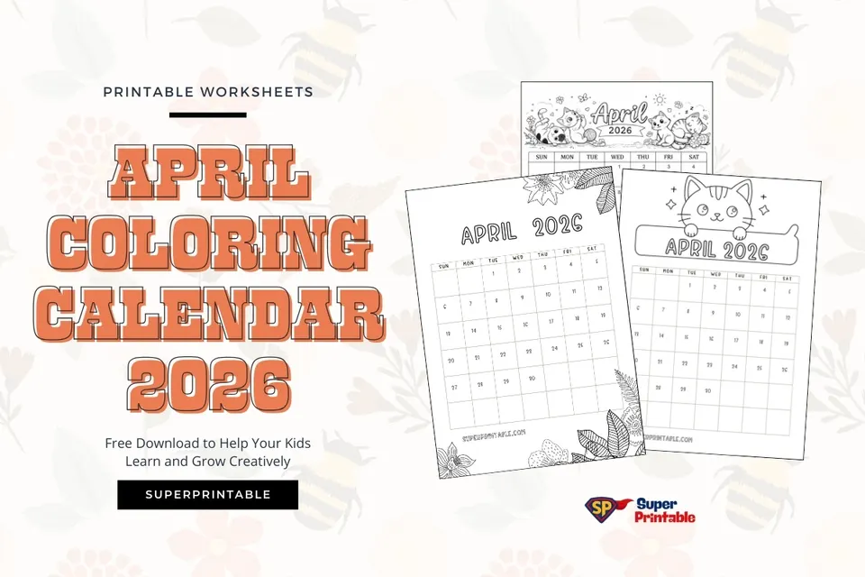 April Coloring Calendar 2026 Feature Image