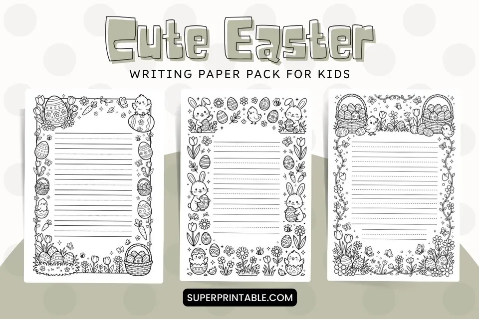 Cute Easter Writing Paper Pack for Kids Feature Image
